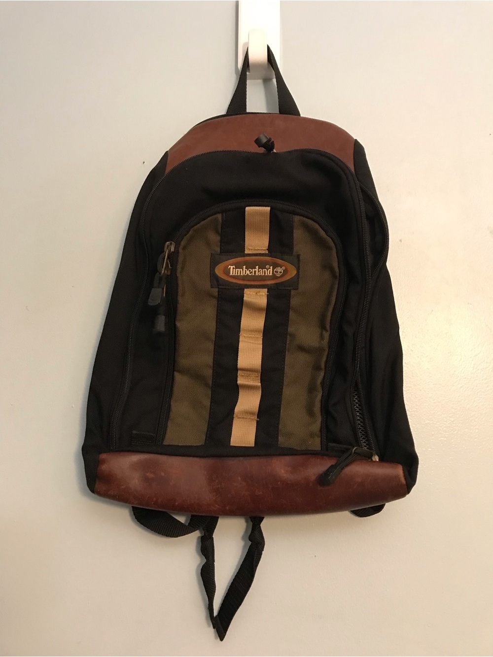 Timberland Black & Brown Canvas Backpack